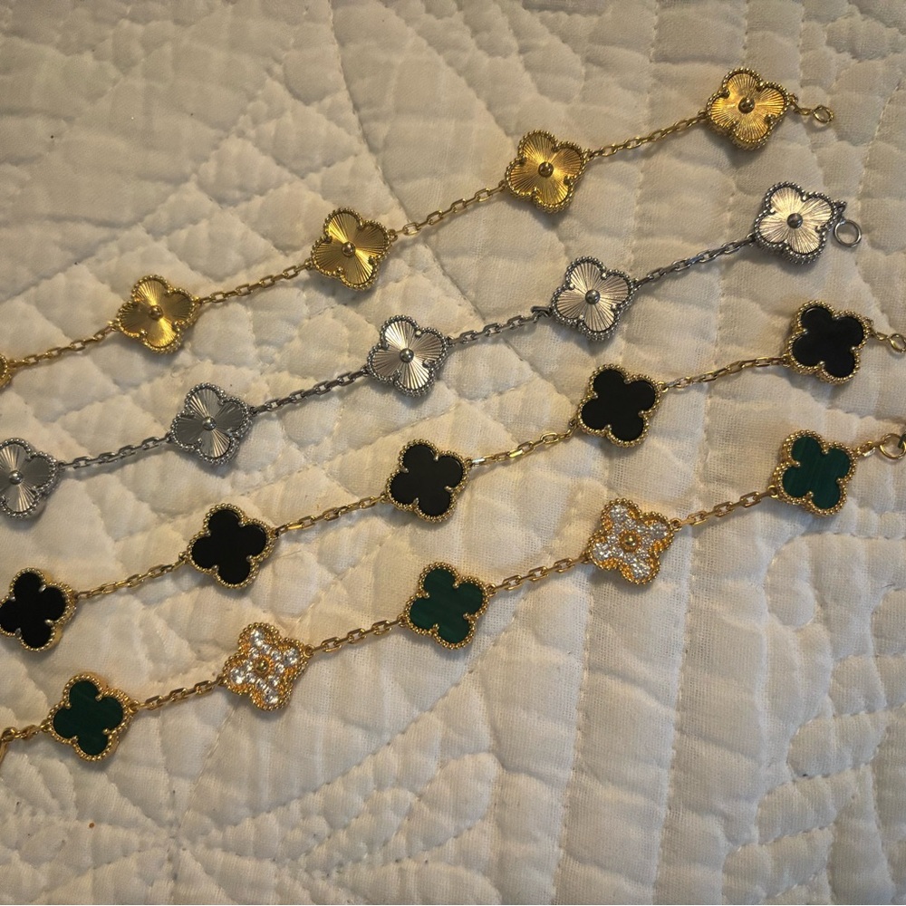 Elegant Gold and Silver Clover Bracelets